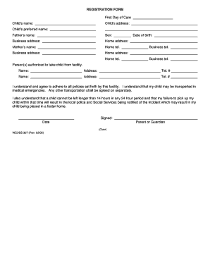 Child Care Registration Form
