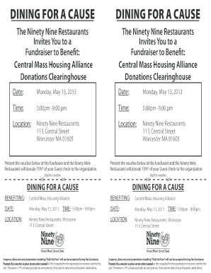 Dining for a Cause Fundraiser Voucher