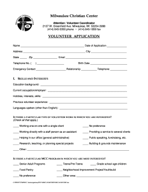 Volunteer Application Form