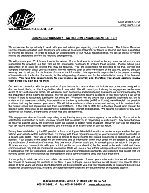 Business Tax Return Engagement Letter