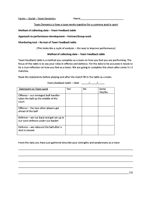 Team Dynamics Feedback Form