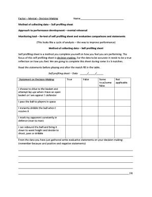 Self Profiling Sheet for Decision Making