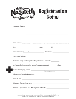 Hometown Nazareth Registration Form