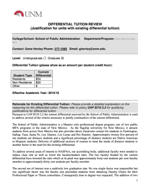 Performance appraisal template excel - DIFFERENTIAL TUITION REVIEW - provost unm