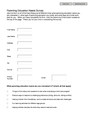 Parenting Education Needs Survey
