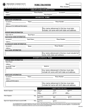 Wire Transfer Form