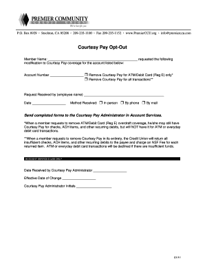 Courtesy Pay Opt-Out Form