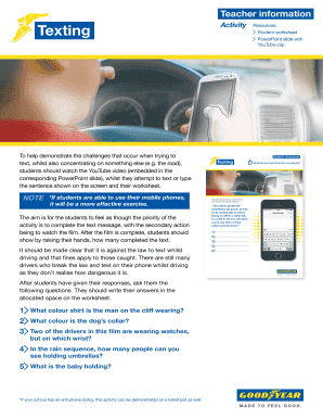 Student Worksheet Texting Activity