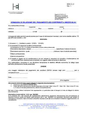 DOMANDA DI DILAZIONE DEL PAGAMENTO DEI CONTRIBUTI A MEZZO M.AV.