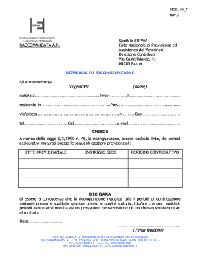 DOMANDA DI RICONGIUNZIONE