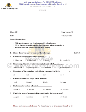 CBSE Class 7 Science Summative Assessment I