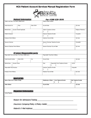 HCA Patient Account Services Registration Form
