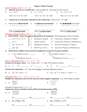 Algebra 1 Worksheet