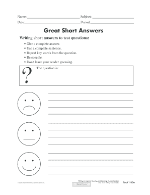 Writing Short Answers Template