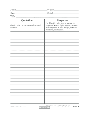 Quotation Response Worksheet