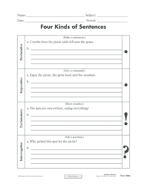 Sentence Mastery Worksheet