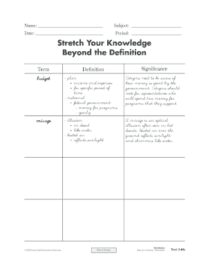 Vocabulary Worksheet