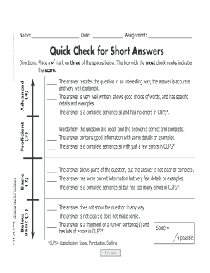 Intermediate Writing Assessment Form