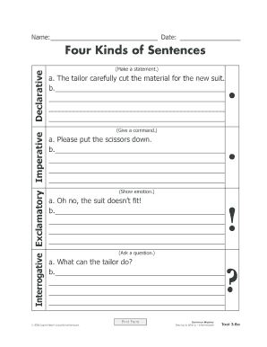 Sentence Mastery Worksheet