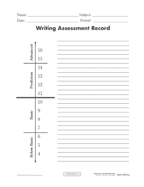 Writing Assessment Record