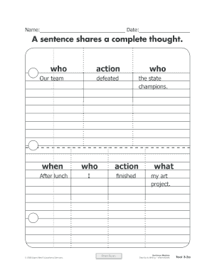 Sentence Mastery Worksheet