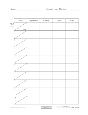 Student Writing Assessment Form