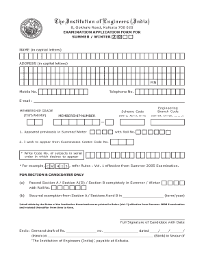 Institution of Engineers India Exam Application