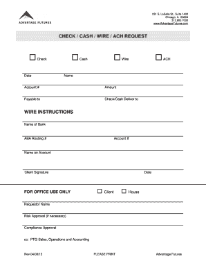 Advantage Futures Payment Request Form