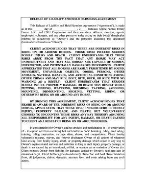Release of Liability and Hold Harmless Agreement