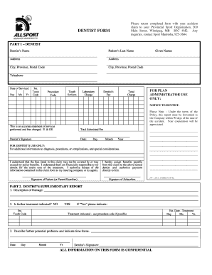 Dentist Accident Claim Form