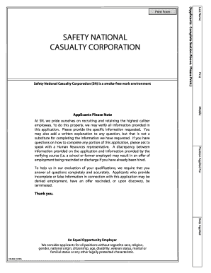 Safety National Casualty Corporation Employment Application