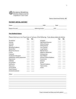 Patient Initial History Form