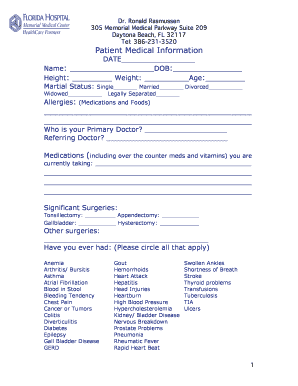 Patient Medical Information Form