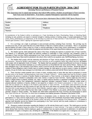 Team Participation Agreement with Waivers