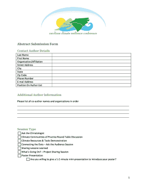 Academic Conference Abstract Submission Form
