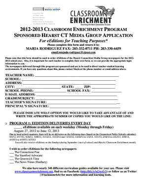 Classroom Enrichment Program Application