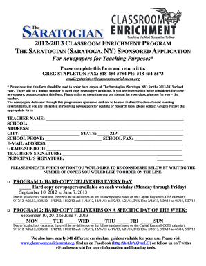 Classroom Enrichment Program Application