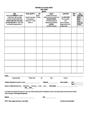 Perkiomen Valley School District Family Census Form