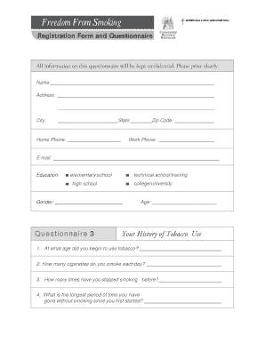 Freedom From Smoking Registration Form