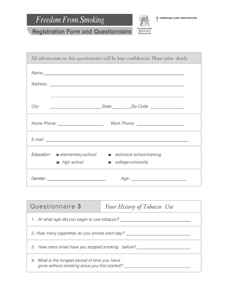 Fillable Online corr Freedom From Smoking Program - corr Fax Email ...