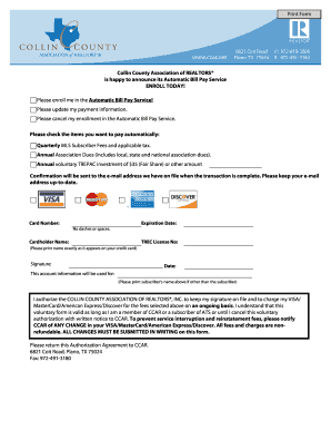 Automatic Bill Pay Service Enrollment Form