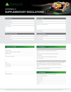 Motorcycling Australia Supplementary Regulations