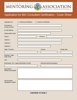 Application for IMA Consultant Certification