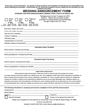 Wedding Announcement Form