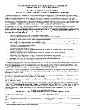 Sunburst Snow-Tubing Daily Ticket Release of Liability