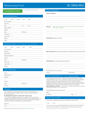 MedicAlert Membership Form