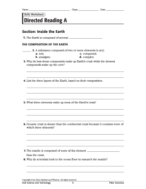 Earth Science Worksheet