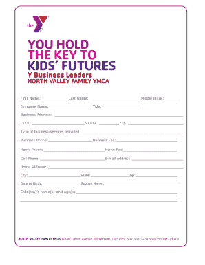 North Valley Family YMCA Membership Form