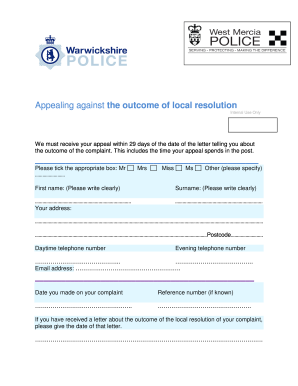 Appeal Against Local Resolution