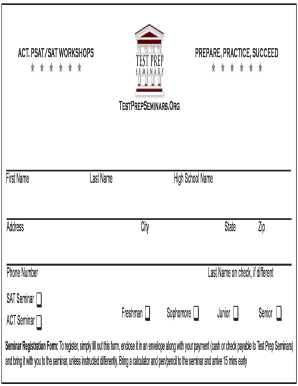 SAT/ACT Seminar Registration Form